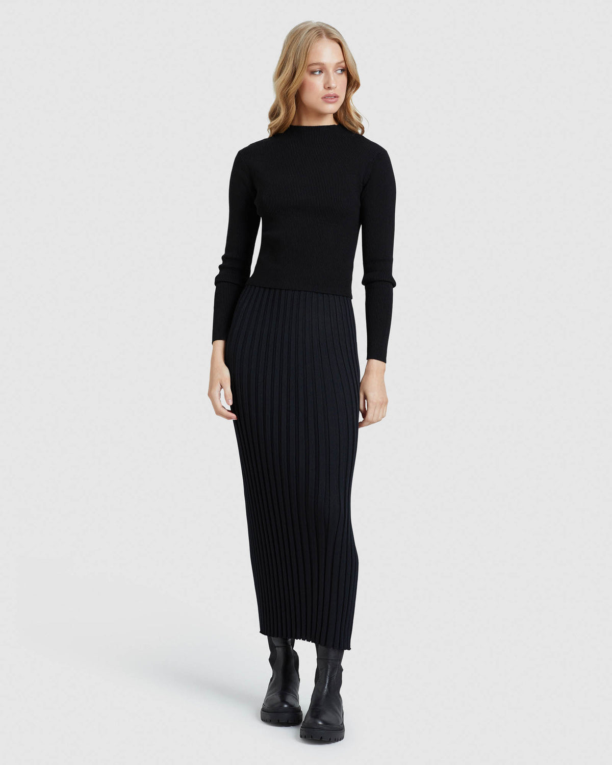 JESSICA LONG SLEEVE RIB CROP KNIT WOMENS KNITWEAR