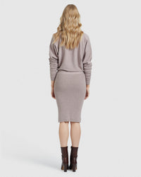 FRANCESCA RIB V-NECK KNITTED DRESS WOMENS DRESSES
