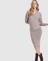 FRANCESCA RIB V-NECK KNITTED DRESS WOMENS DRESSES