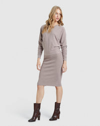 FRANCESCA RIB V-NECK KNITTED DRESS WOMENS DRESSES