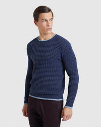 TOMMY WAFFLE CREW NECK KNIT MENS KNITWEAR