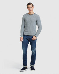 TOMMY WAFFLE CREW NECK KNIT MENS KNITWEAR