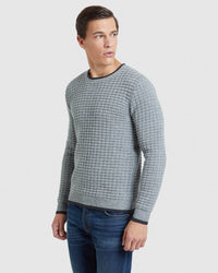 TOMMY WAFFLE CREW NECK KNIT MENS KNITWEAR