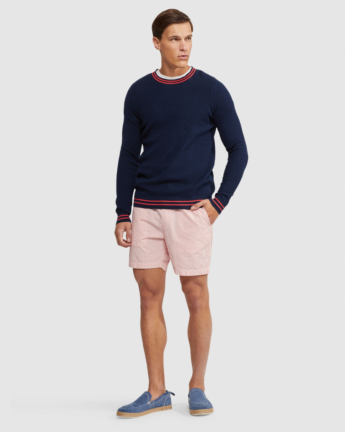 JACK TEXTURED COTTON TIPPING KNIT MENS KNITWEAR