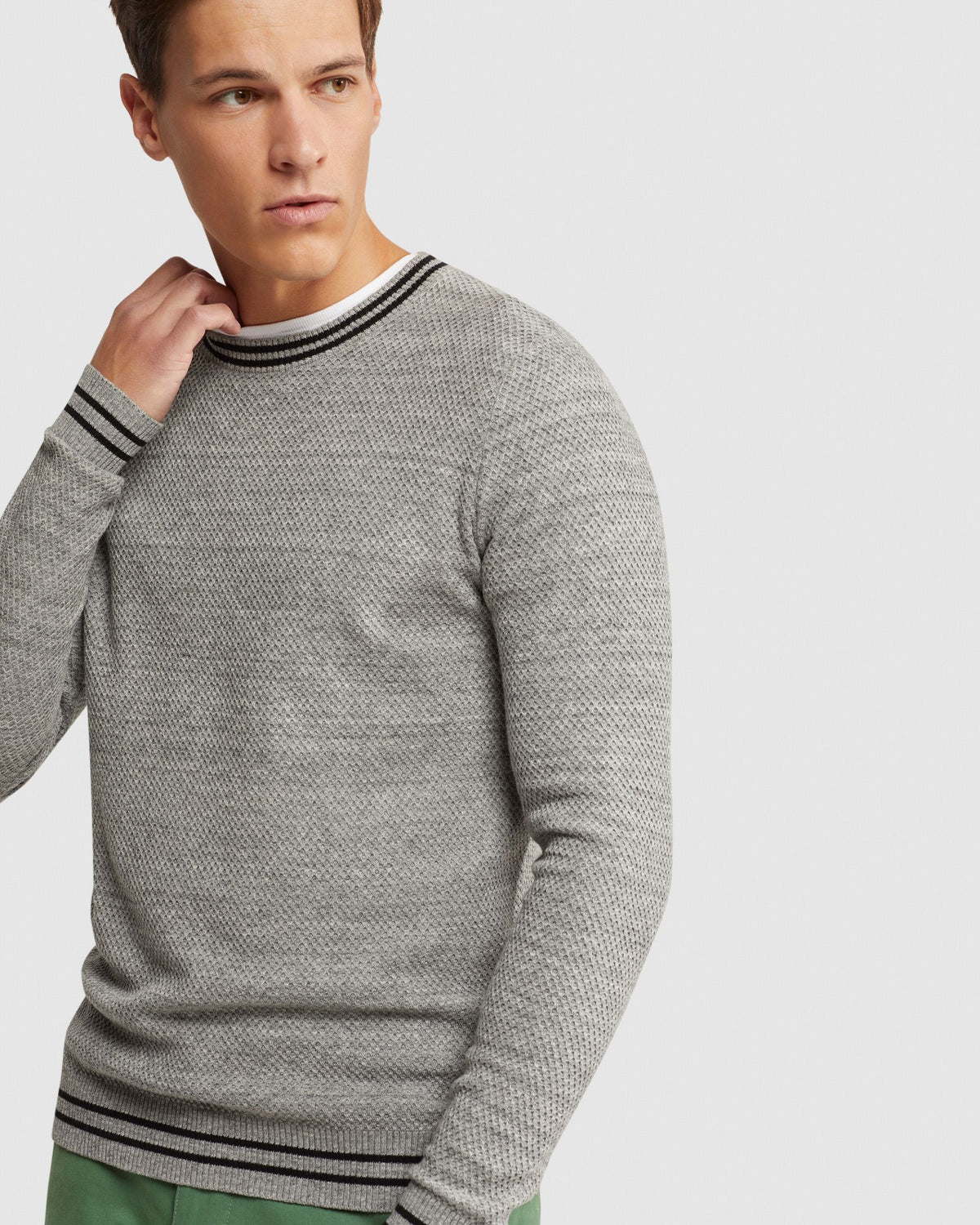 JACK TEXTURED COTTON TIPPING KNIT MENS KNITWEAR