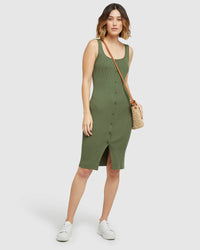 ROBBIE KNITTED STRETCH DRESS GREEN