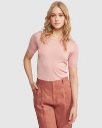 GRACE SHORT SLEEVE CASHMERE BLEND KNIT WOMENS KNITWEAR