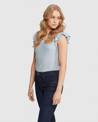 SANDY CREW NECK POINTELLE KNIT WOMENS KNITWEAR