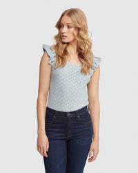 SANDY CREW NECK POINTELLE KNIT WOMENS KNITWEAR