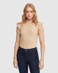 SANDY CREW NECK POINTELLE KNIT WOMENS KNITWEAR