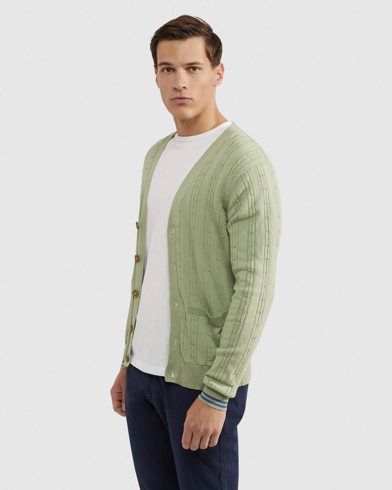 RUSTY CABLE CARDIGAN MENS KNITWEAR
