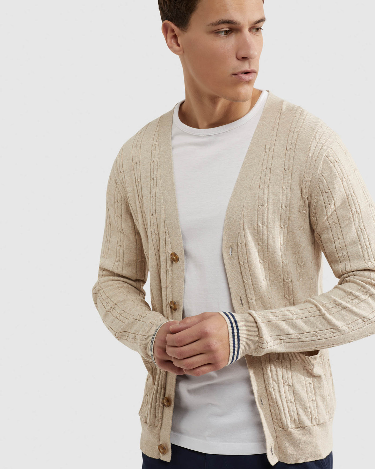 RUSTY CABLE CARDIGAN MENS KNITWEAR
