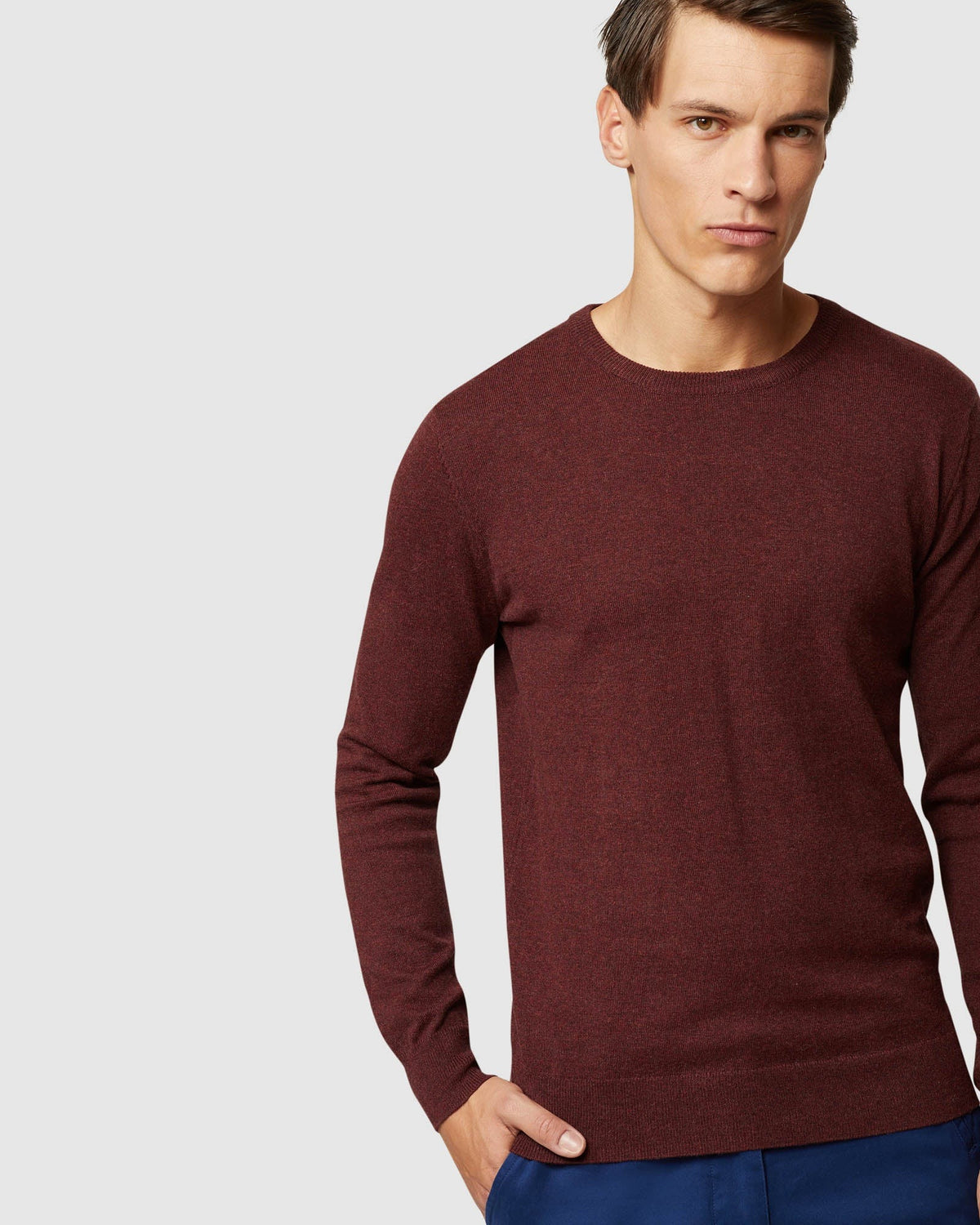 CREW NECK COTTON CASHMERE PULLOVER MENS KNITWEAR