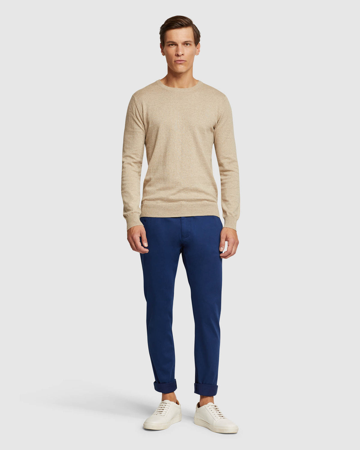 CREW NECK COTTON CASHMERE PULLOVER MENS KNITWEAR