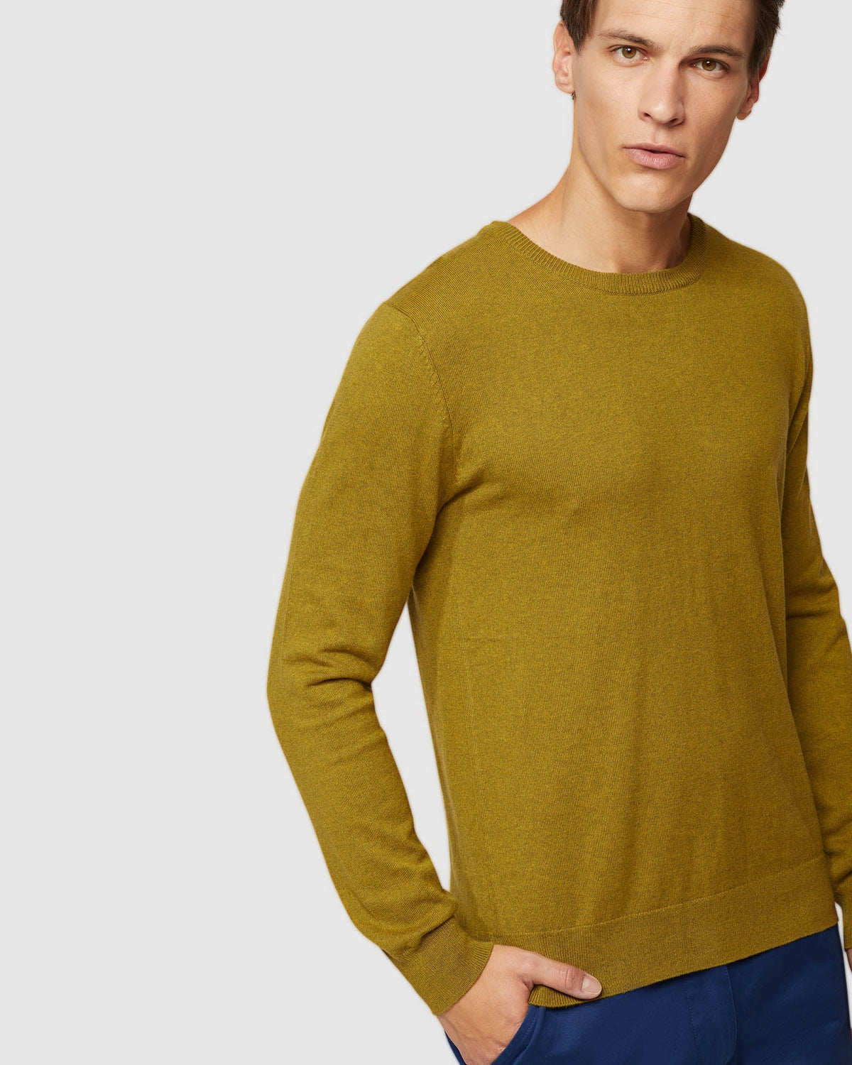 CREW NECK COTTON CASHMERE PULLOVER MENS KNITWEAR