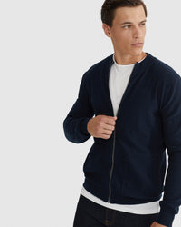 RYAN COTTON BLEND KNIT ZIP TOP MENS KNITWEAR