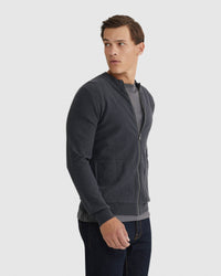 RYAN COTTON BLEND KNIT ZIP TOP MENS KNITWEAR