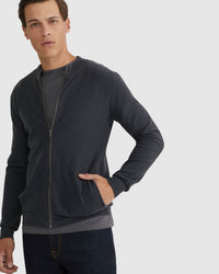 RYAN COTTON BLEND KNIT ZIP TOP MENS KNITWEAR