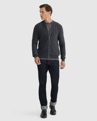 RYAN COTTON BLEND KNIT ZIP TOP MENS KNITWEAR