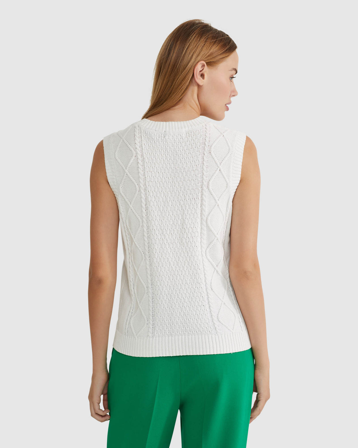 POPPY COTTON CABLE VEST WOMENS KNITWEAR