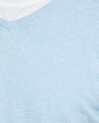 COTTON CASHMERE V-NECK PULLOVER