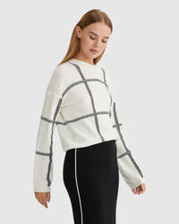 PEGGY GRAPHIC CREW NECK KNIT TOP WOMENS KNITWEAR