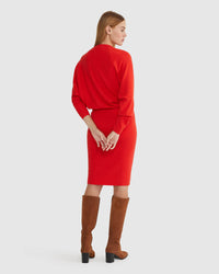 FRANCESCA V-NECK RIB KNIITED DRESS WOMENS DRESSES