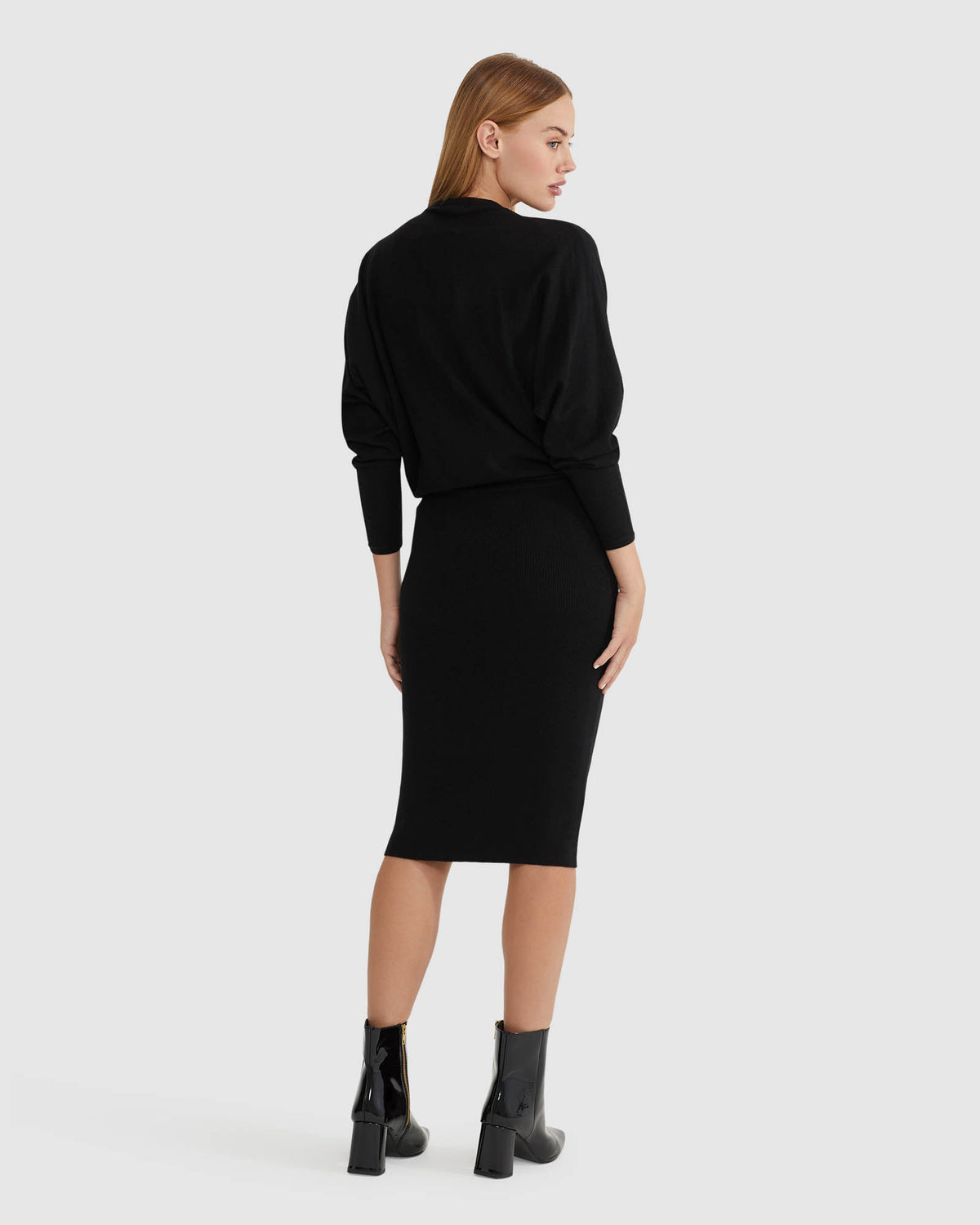 FRANCESCA V-NECK RIB KNIITED DRESS WOMENS DRESSES