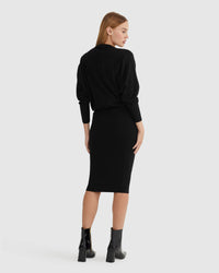 FRANCESCA V-NECK RIB KNIITED DRESS WOMENS DRESSES