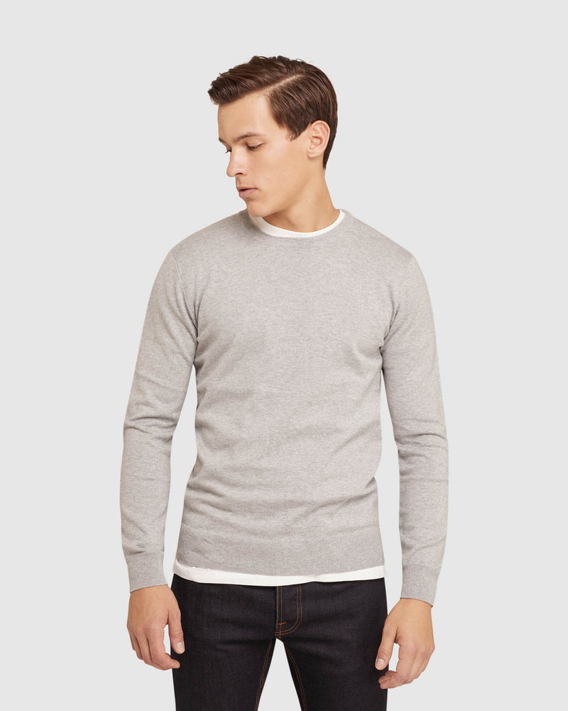 CREW NECK COTTON CASHMERE PULLOVER