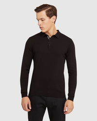 REISS LONG SLEEVE KNITTED POLO