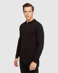 REISS LONG SLEEVE KNITTED POLO