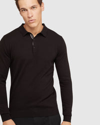 REISS LONG SLEEVE KNITTED POLO