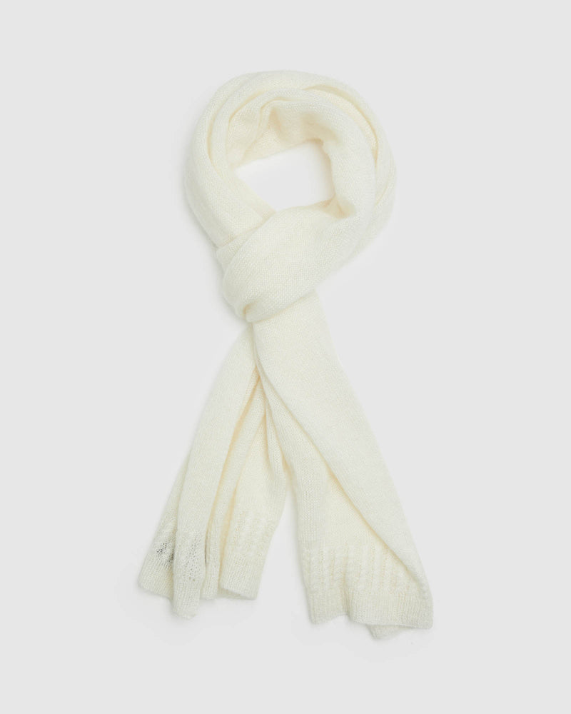 ADELINE MOHAIR CABLE SCARF WINTER WHITE