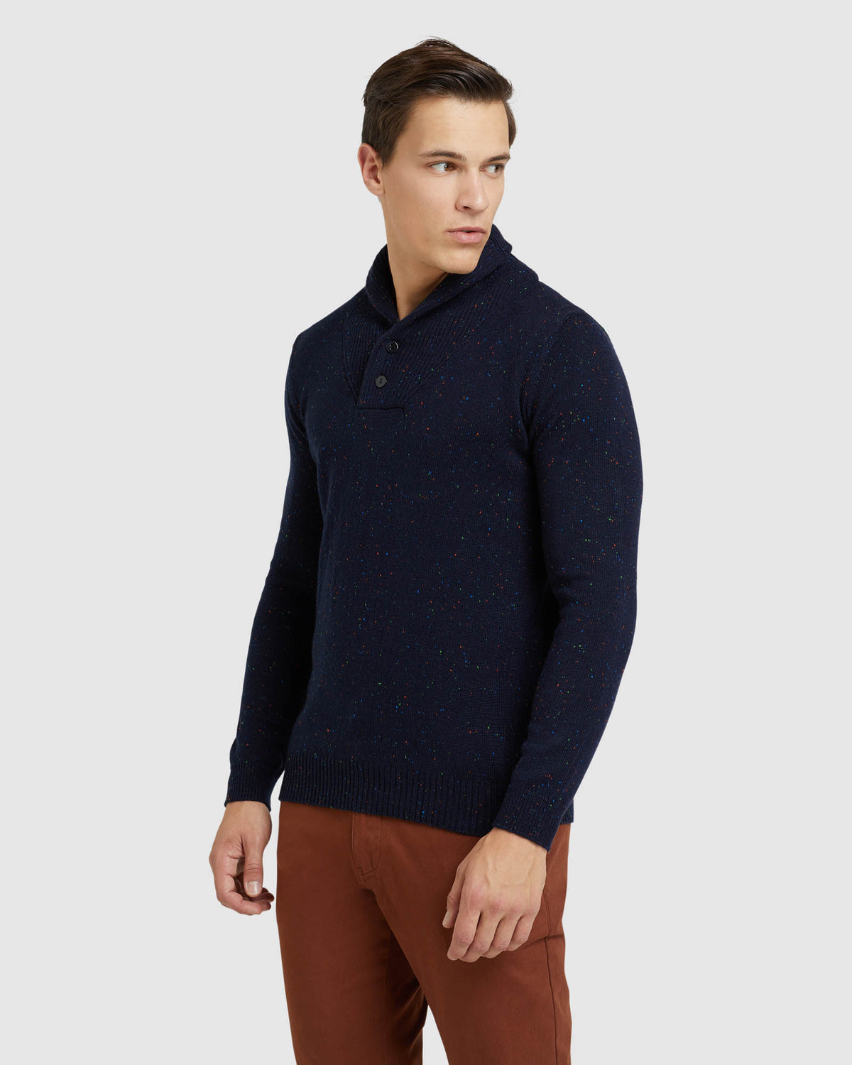 DIGBY DONEGAL SHAWL NECK KNIT