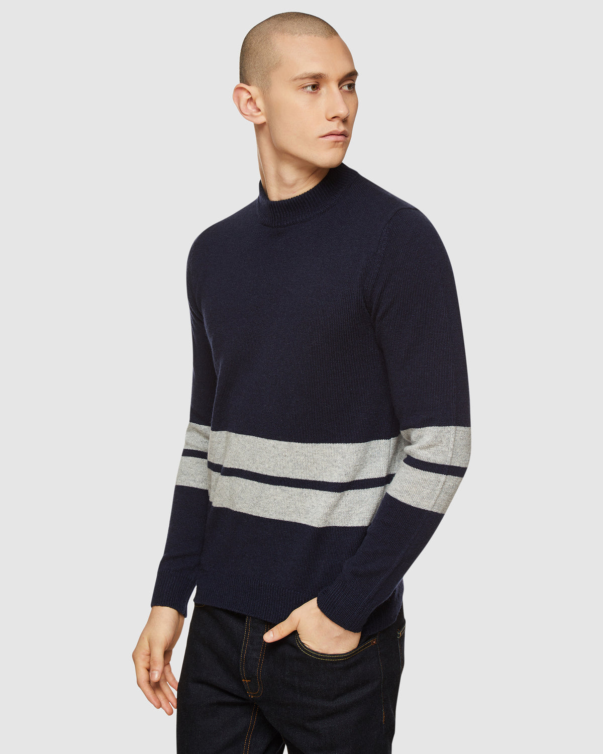 THEO STRIPED LAMBSWOOL CREW NECK – Oxford Shop