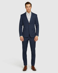 BYRON ECO CHECKED SUIT TROUSERS NAVY CHECK