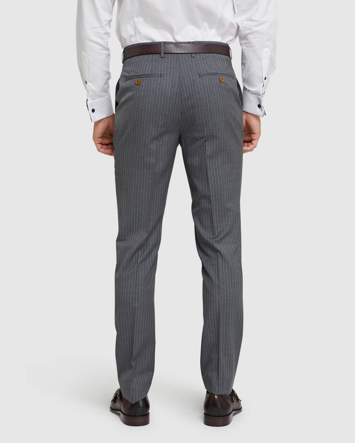 BYRON ITALIAN WOOL STRIPED TROUSERS GREY STRIPE