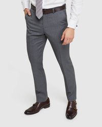 BYRON ITALIAN WOOL STRIPED TROUSERS GREY STRIPE