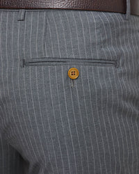 BYRON ITALIAN WOOL STRIPED TROUSERS GREY STRIPE