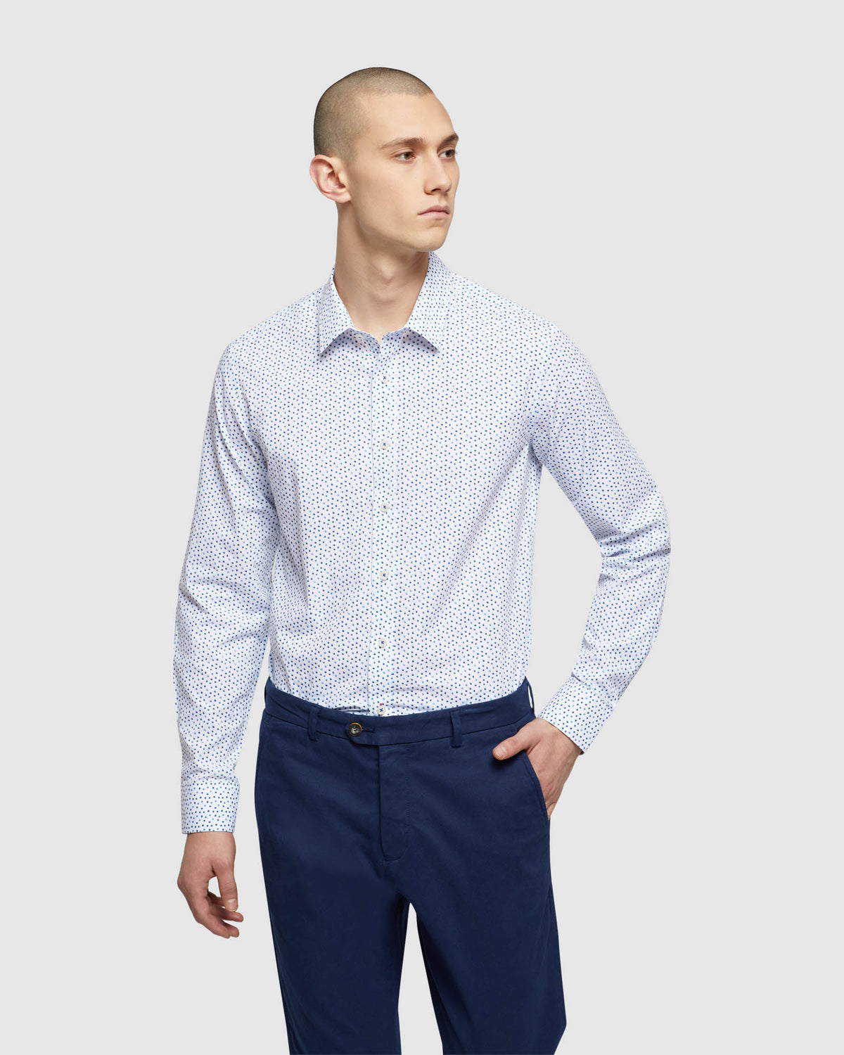 KENTON PRINTED SHIRT WHITE/BLUE