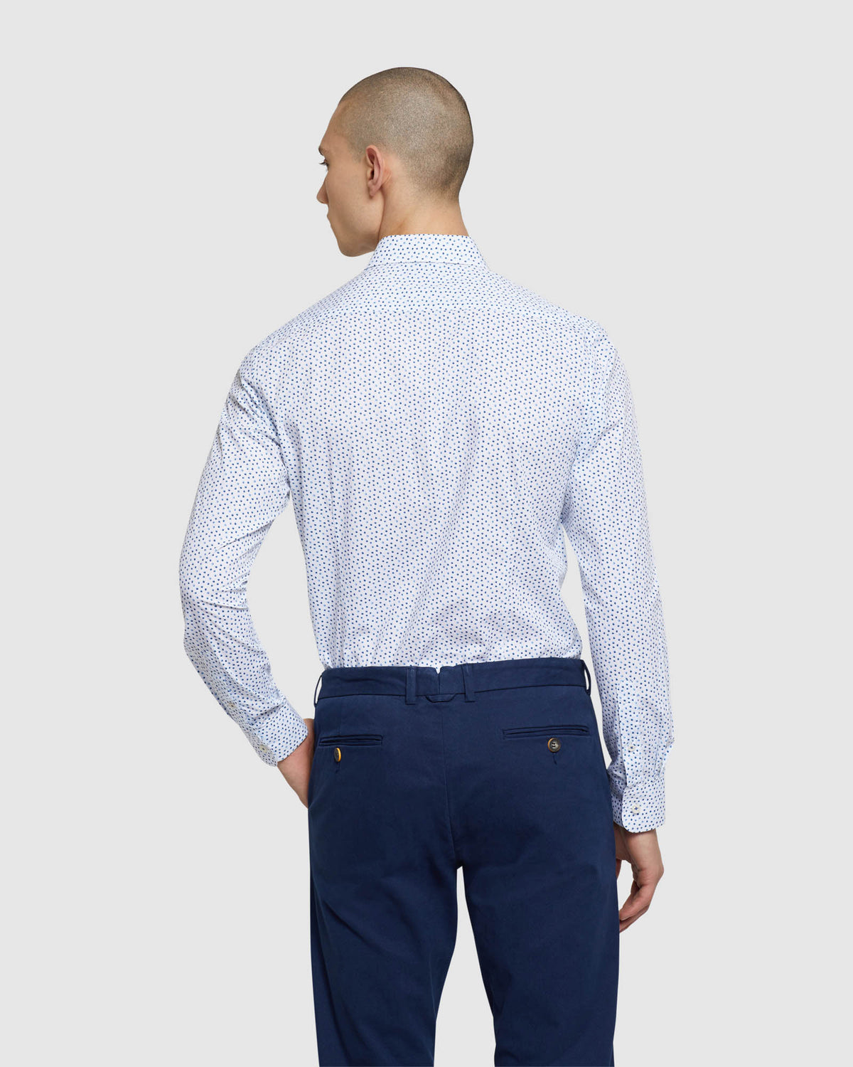 KENTON PRINTED SHIRT WHITE/BLUE