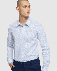 KENTON PRINTED SHIRT WHITE/BLUE