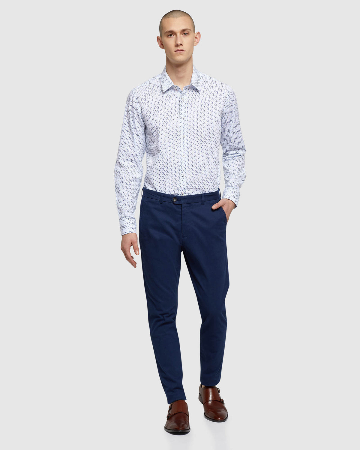 KENTON PRINTED SHIRT WHITE/BLUE