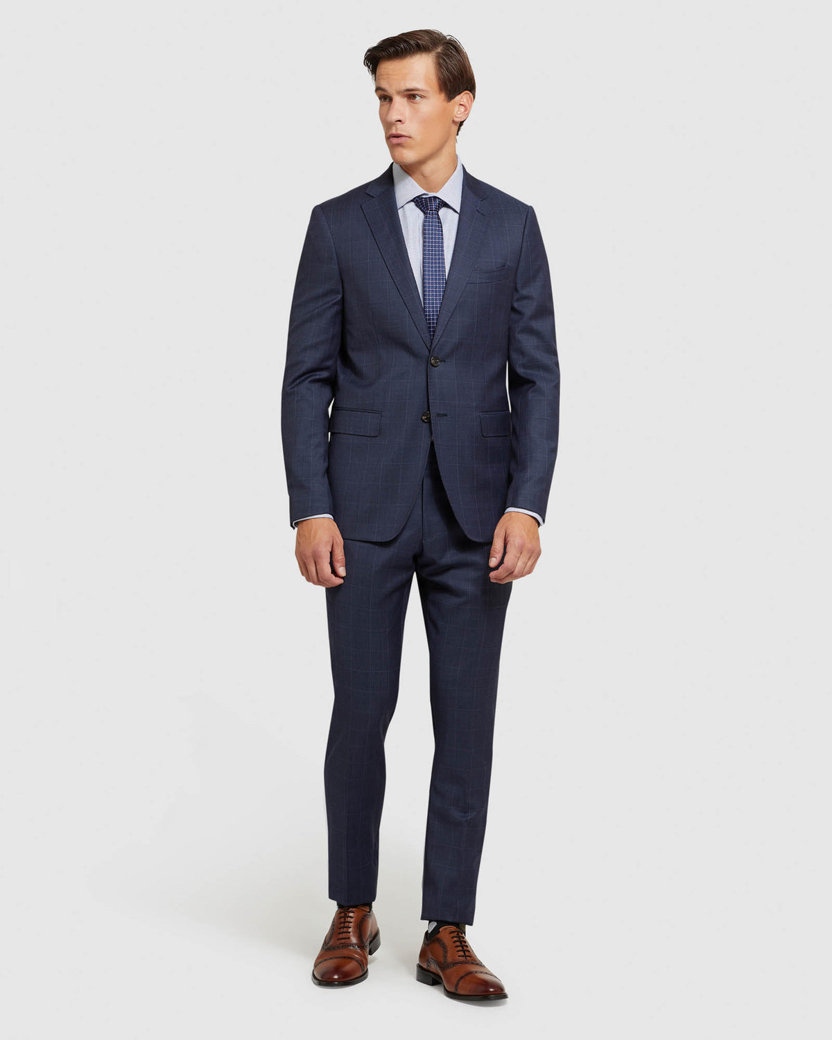 AUDEN WOOL STRETCH CHECKED SUIT TRS MENS SUITS