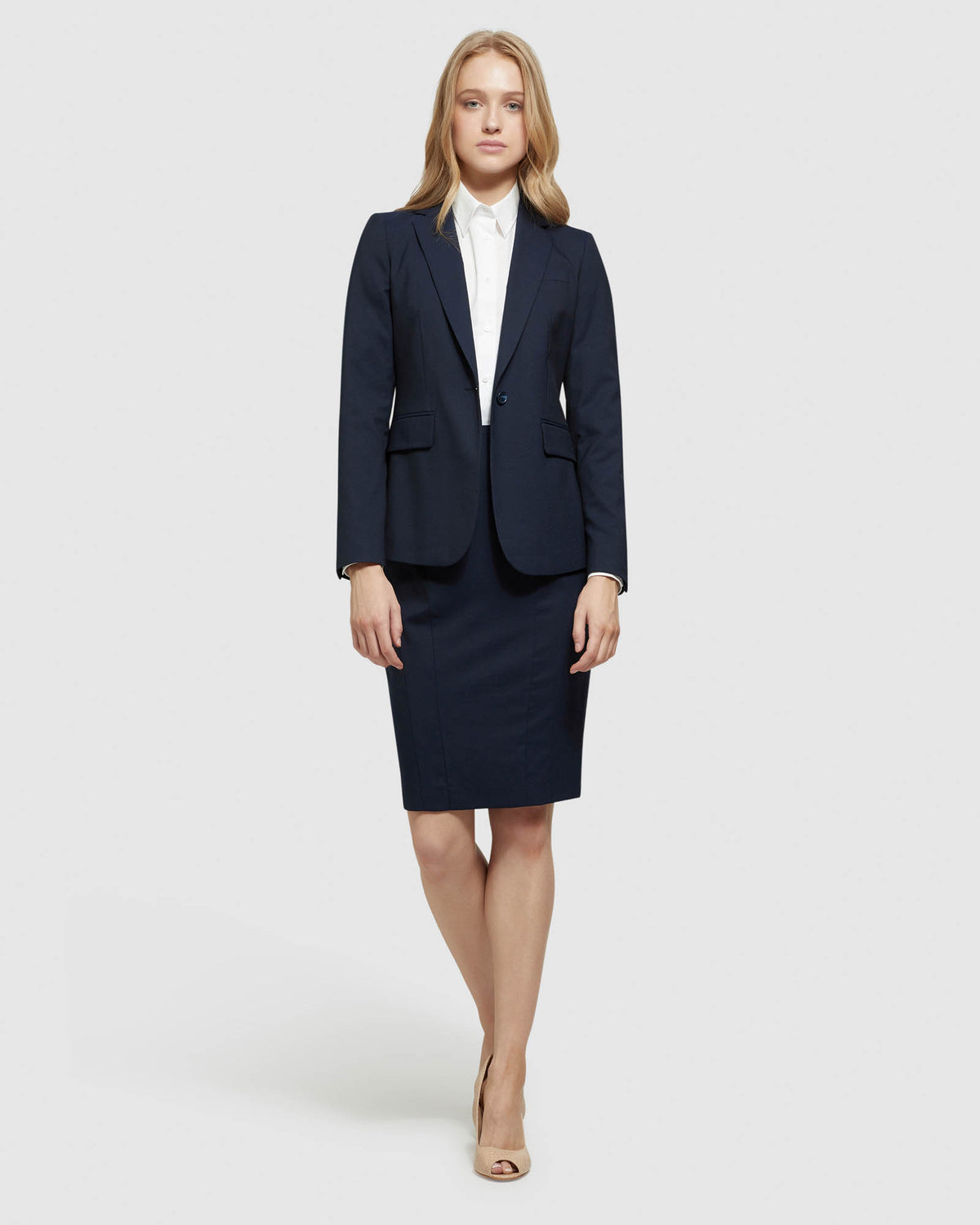 Royal Blue wool blend one-button Skirt Suit with peak lapels | Sumissura