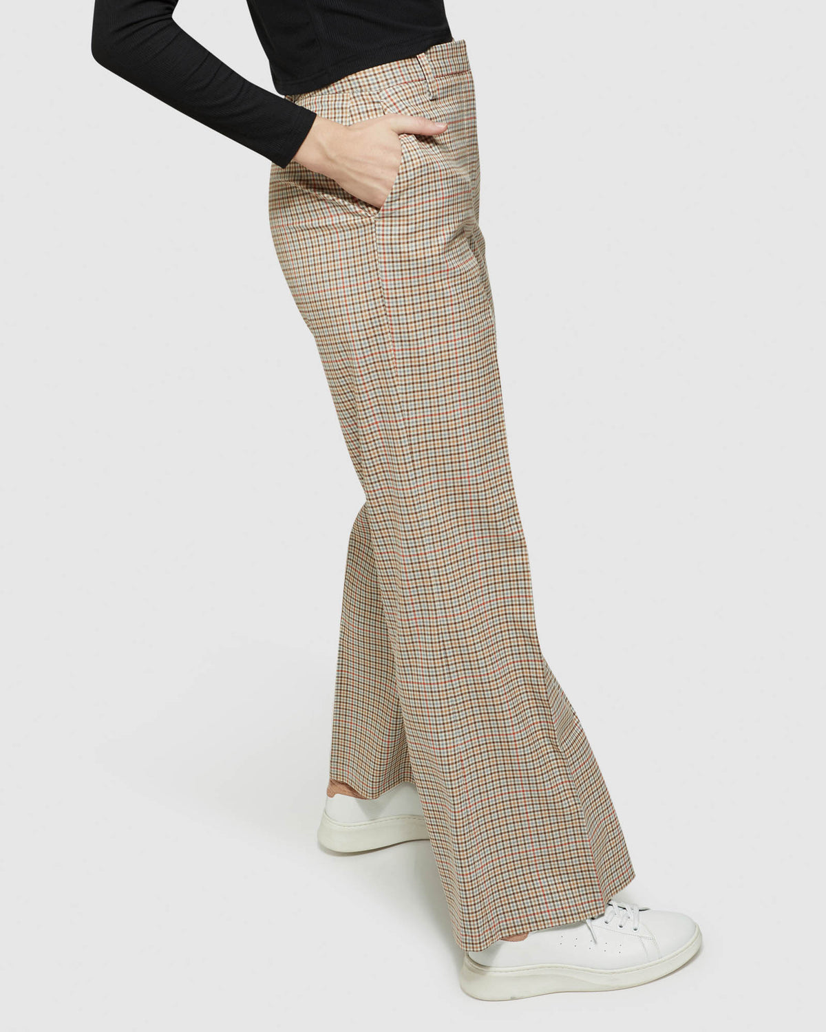 LAUREN STRETCH ECO CHECKED PANTS WOMENS PANTS