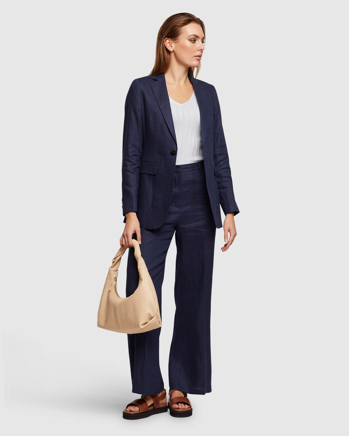 LAUREN LINEN WIDE LEG PANTS WOMENS PANTS