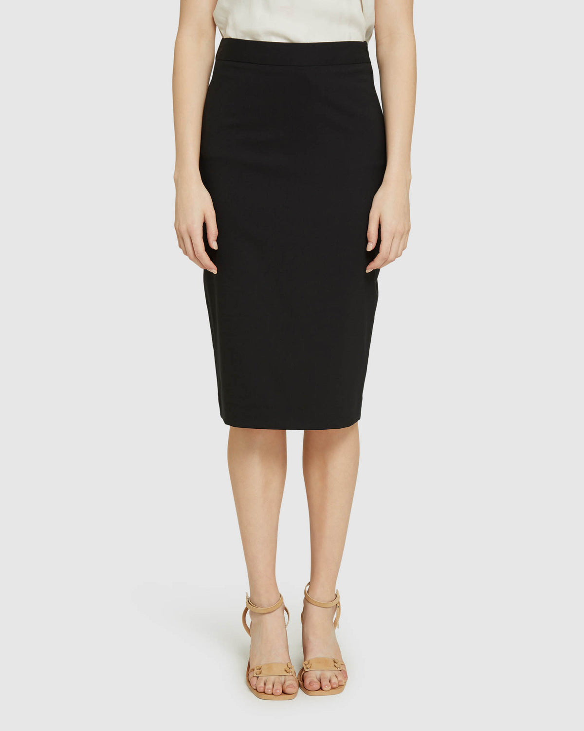 PEGGY BLACK WOOL STRETCH SUIT SKIRT BLACK