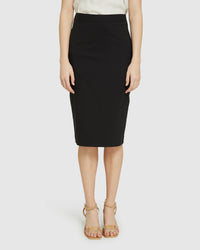PEGGY BLACK WOOL STRETCH SUIT SKIRT BLACK